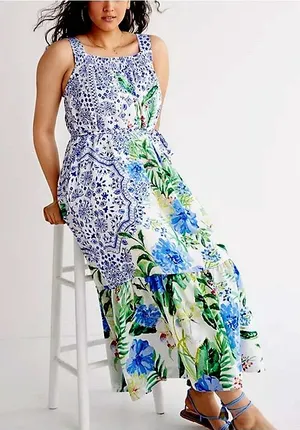 Anthropologie Maeve Bouquet Flounced Maxi Dress thumbnail 1