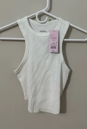 wild fable White Ribbed Crop Top Tank thumbnail 1