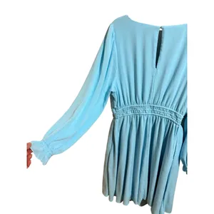 Torrid Mini Dress1X Blue Excellent Smocked Waist V-Neck‎ Ruffle Long Sleeve thumbnail 6