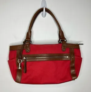 Fossil red‎ canvas handbag thumbnail 1