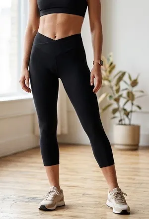 Lululemon black basic cropped leggings pants athleisure gym neutral chic size 6 thumbnail 1