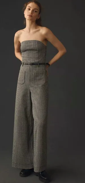 Anthropologie Maeve Houndstooth Knit Jumpsuit thumbnail 1