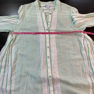 April Cornell Striped Button Down Tunic‎ Top Boho Gauze Womens S Semi Sheer READ thumbnail 6