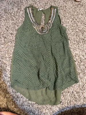 Women’s green studio y brand boho tank top. Size small thumbnail 1
