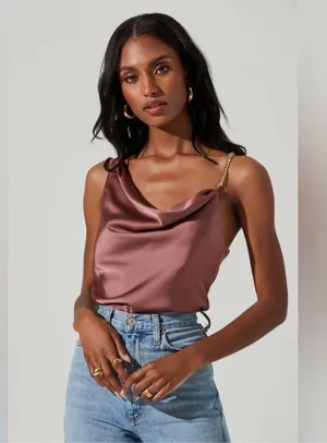 ASTR the Label Larisa Satin Chain Strap Top thumbnail 1