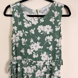 Baltic Born Margaux Wide‎ Leg Cinched Waist Dusty Green Floral Jumpsuit Small thumbnail 4