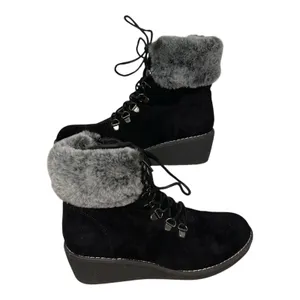 Boutique By Corkys Fox Bay Ankle Boots‎ Womens 9 Black Faux Suede Wedge Heel thumbnail 2