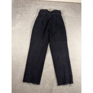 Abercrombie & Fitch A&F Mom Jean Women's 26/2 Black Paperbag High‎ Rise Belt thumbnail 6