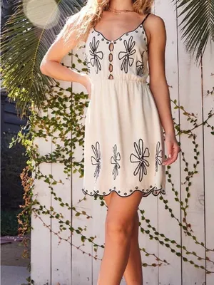 Cream Floral Embroidered Sundress thumbnail 3