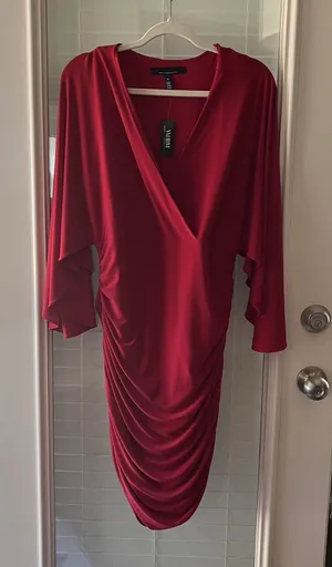white house black‎ market dress XL Ruched Red thumbnail 1