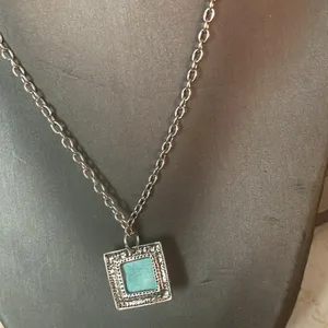 Elegant Silver Necklace with turquoise like Pendant thumbnail 3