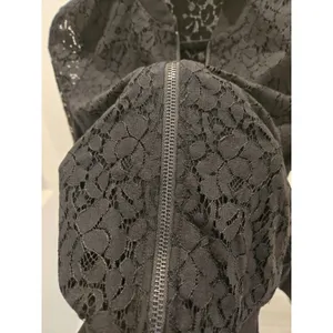 ​G By Guess Medium Black Floral Lace Full Zip Bomber Jacket Women Ribbed Trim thumbnail 4