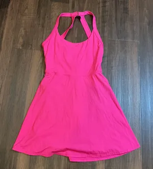 Halara Active Dress Hot Pink Twist Back Built-in Shorts Size M Tennis Pickleball thumbnail 1