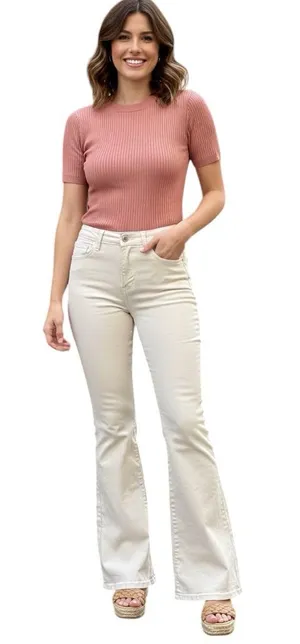 7 For All Mankind Cream High-Rise Women’s Wide Leg Jeans size 28 thumbnail 1