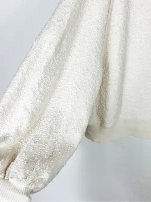 Free People Boucle Found My Friend ivory cream cotton oversized sweater size S thumbnail 7