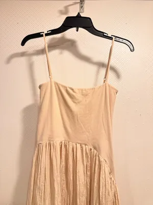 Anthropologie Find Me Now Gold Asymmetric Drop Waist Maxi Elegant Dress Modern Evening Size XS thumbnail 6