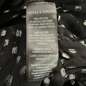 Needle‎ & Thread Black Lurex Chiffon Midi Dress Metallic Dots Slip Included 6 thumbnail 5