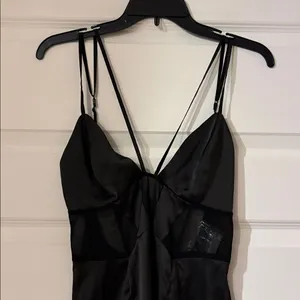 By Anthropologie Black Mesh Slip Dress, NWT thumbnail 5