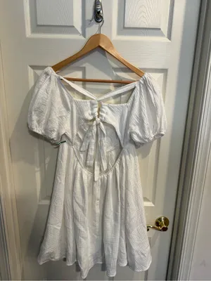 Princess Polly White Milkmaid Open Back with Tie Mini Dress thumbnail 5