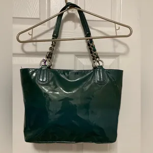 *Coach 18770 Chelsea Teal Hunter Green Patent Leather Tote Shoulder Bag thumbnail 15