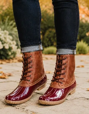 Burgundy Merlot Waterproof Duck Boots Women’s US 7 NWT thumbnail 1