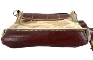 Myra Bag Sage Green Canvas and Brown Leather Messenger Tote Crossbody Bag thumbnail 6