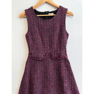 Otto Mode Dress Size 8‎ Pink Black Tweed Sleeveless Fringed Mini thumbnail 6