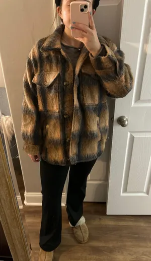 American Eagle Brushed Plaid Shacket thumbnail 9
