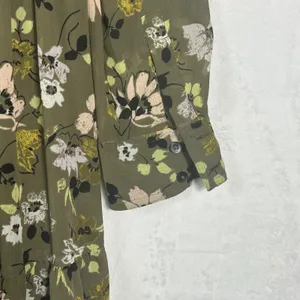 Madewell Women‎ Olive Green Floral Tiered V-Neck Midi Dress XXS Long Sleeve thumbnail 10
