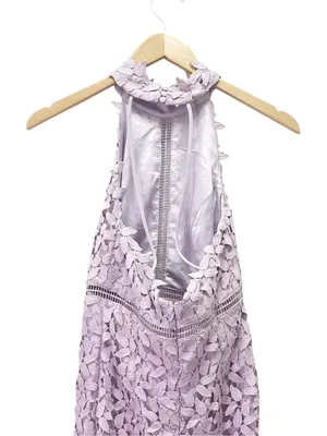 NWT Bardot Gemma Dress US 6 Orchid Purple Lace Halter Open Back Cocktail Wedding thumbnail 6