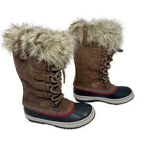 SOREL Joan of Arctic Brown Leather Suede Snow Boots Women 7 Waterproof Faux Fur⁠ thumbnail 2