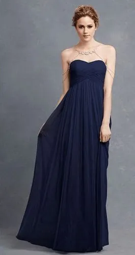 Donna Morgan Felicity Midnight Blue‎ Strapless Empire Waist Gown Dress Size 4 thumbnail 1