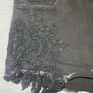 American Eagle Outfitters Black Lace Jean Shorts/ Jorts size 12 thumbnail 2