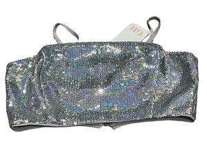 GB Women's Silver Sequin Bandeau Camisole Top Size M Party Sparkly thumbnail 1