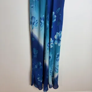 Vintage City Triangles Slip Dress Womens Small Blue Floral Maxi USA 90s dreamy thumbnail 12
