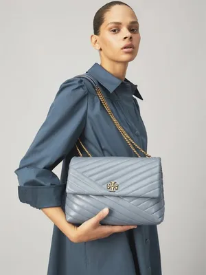 NWT Tory Burch Kira Chevron Small Convertible Bag Rainwater MSRP $598 thumbnail 2