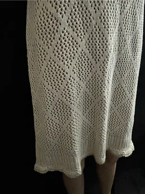 Venus Women’s 2 PC Sleeveless Crochet Knit Slip Dress Cream & Gold MD NWT thumbnail 6