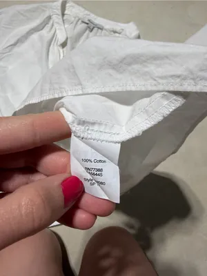 Madewell cotton White Tie-Sleeve Women's Top medium thumbnail 9