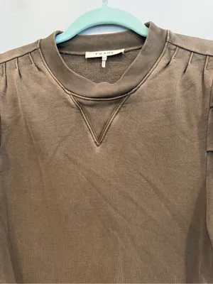 FRAME Shirred Puff-Sleeve Crewneck Sweatshirt S thumbnail 3