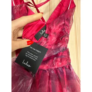 NWT Lulus Romance That Wows Magenta Floral Print Organza Maxi Dress Prom Sz XS thumbnail 9