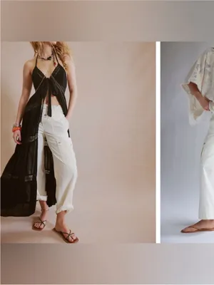 NWOT Free People We The Free Park Ave Pants - ivory - Large thumbnail 8