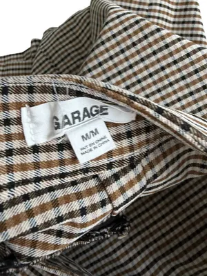 GARAGE Brown Plaid Zip Mini Skirt Size Medium thumbnail 6