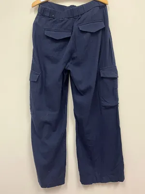 Abercrombie & Fitch Linen Blend Navy Wide-Leg Cargo Pants size Small thumbnail 4