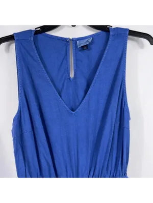 Universal Threads Blue Sleeveless Wide Leg Jumpsuit Women’s XL Cutout Back thumbnail 3
