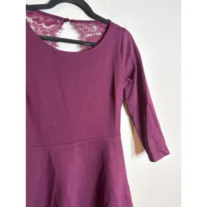 Lulus burgundy lacy open back skater dress thumbnail 3