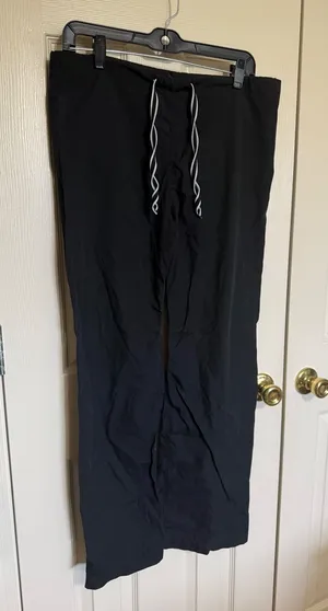 Blue Sky Scrubs Black Drawstring Medical Pants XXS‎ Contrast Stitch Made in USA thumbnail 1