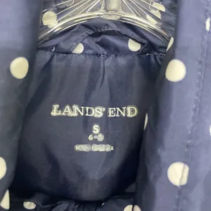 Lands End Vest Womens Small Jacket Blue White Polka Dot Full Zip Puffer Pockets thumbnail 9