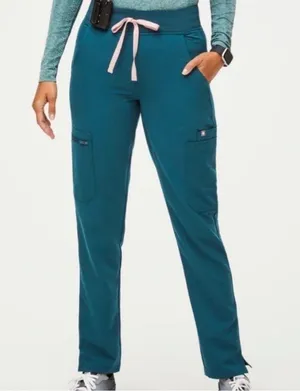 Womens New Figs High Waisted Yola W Yoga Scrub Pants Caribbean Blue 5XLR thumbnail 1
