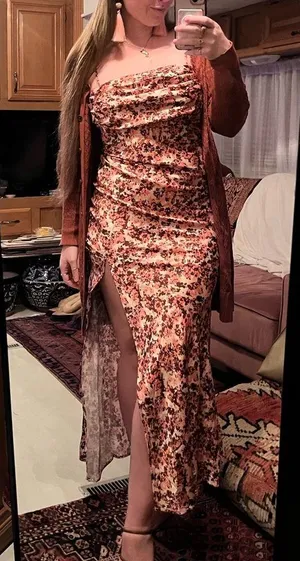 SheIn Satin maxi slit thigh dress thumbnail 5