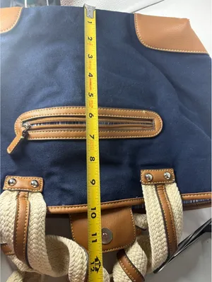 American Living Navy Blue Tote Bag Tan Trim thumbnail 3